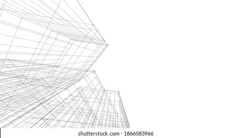 Abstract modern architecture building 3d illustration