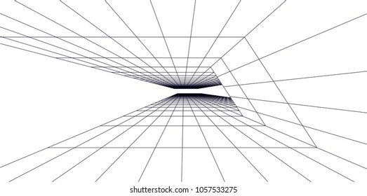 Abstract modern architecture building, vector line 3d background