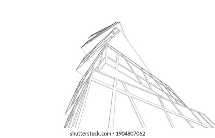 construcción de arquitectura moderna abstracta vectorial 3d ilustración