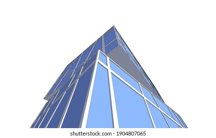 abstract modern architecture building vector 3d  illustration