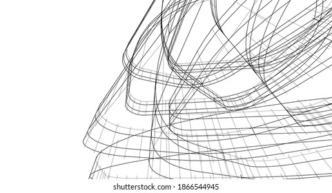 Abstract modern architecture buildings 3d illustration