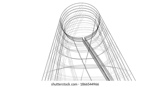 Abstract modern architecture buildings 3d illustration