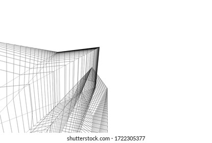 Abstract modern architecture, city buildings 3d illustration