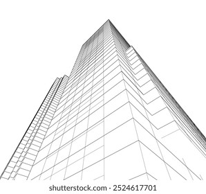 Abstract modern architecture, city buildings 3d illustration