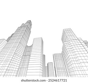 Abstract modern architecture, city buildings 3d illustration