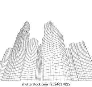 Abstract modern architecture, city buildings 3d illustration