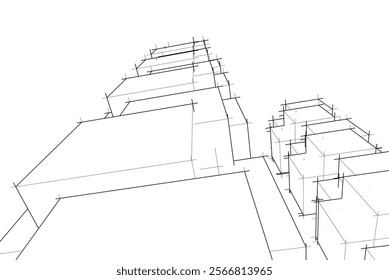 Abstract modern architecture, city buildings 3d illustration