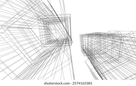 Abstract modern architecture, city buildings 3d illustration