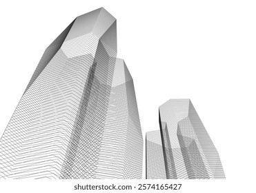 Abstract modern architecture, city buildings 3d illustration
