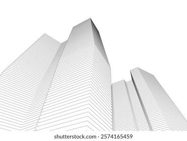 Abstract modern architecture, city buildings 3d illustration