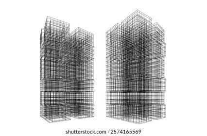 Abstract modern architecture, city buildings 3d illustration