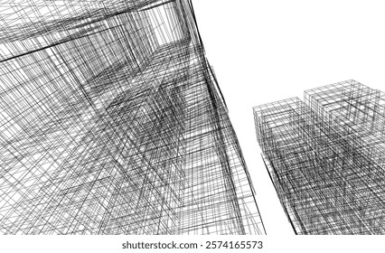 Abstract modern architecture, city buildings 3d illustration