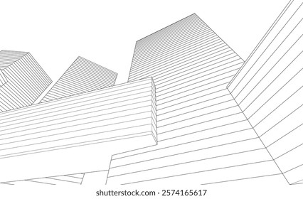 Abstract modern architecture, city buildings 3d illustration