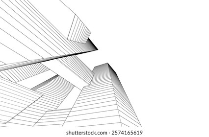 Abstract modern architecture, city buildings 3d illustration