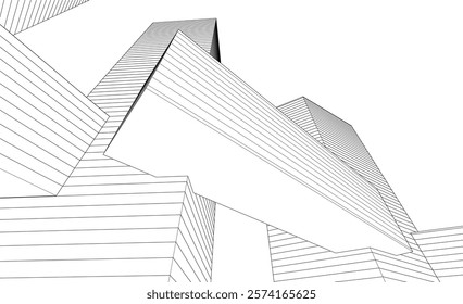 Abstract modern architecture, city buildings 3d illustration