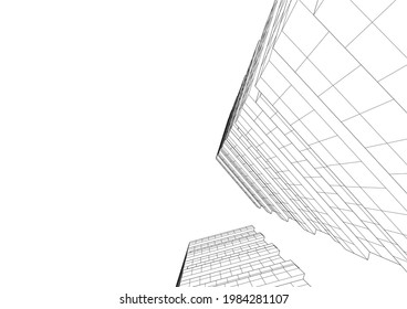 abstract modern architecture drawing vector illustration