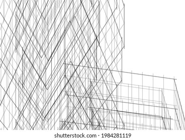 abstract modern architecture drawing vector illustration
