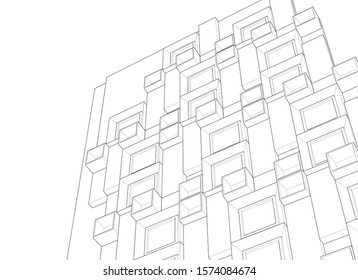 
abstract modern architecture facade 3d illustration