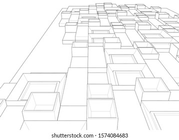 
abstract modern architecture facade 3d illustration