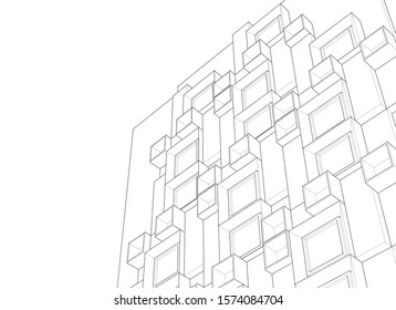 
abstract modern architecture facade 3d illustration