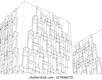 
abstract modern architecture facade 3d illustration