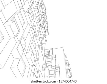 
abstract modern architecture facade 3d illustration