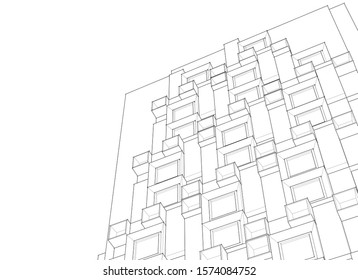 
abstract modern architecture facade 3d illustration