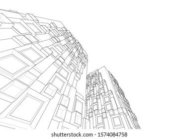 
abstract modern architecture facade 3d illustration