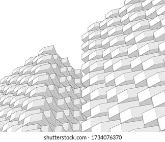 abstract modern architecture modular facade 3d illustration