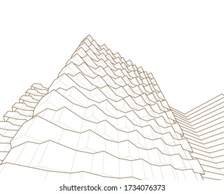 abstract modern architecture modular facade 3d illustration