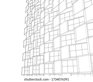 abstract modern architecture modular facade 3d illustration