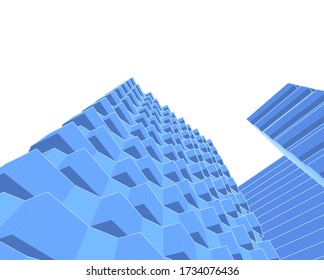 arquitectura moderna abstracta fachada modular 3d ilustración