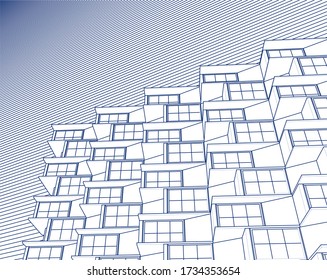 abstract modern architecture modular facade 3d illustration