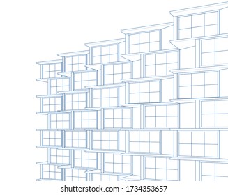 abstract modern architecture modular facade 3d illustration
