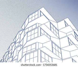 abstract modern architecture modular facade 3d illustration