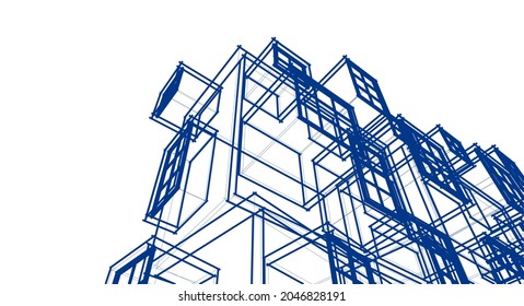 abstract modern architecture modular facade 3d illustration