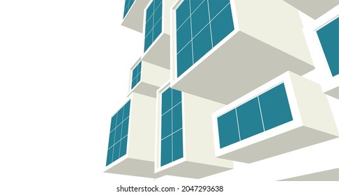 abstract modern architecture modular facade 3d illustration