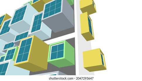 abstract modern architecture modular facade 3d illustration