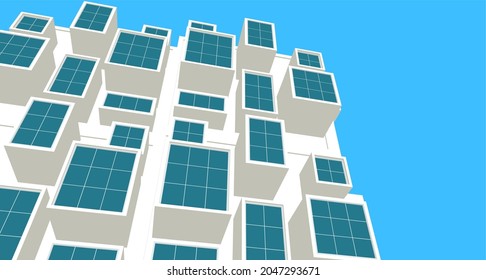 abstract modern architecture modular facade 3d illustration