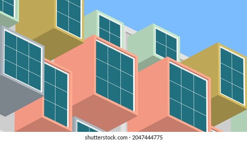 abstract modern architecture modular facade 3d illustration