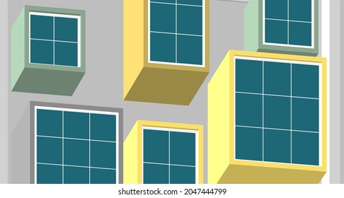 abstract modern architecture modular facade 3d illustration