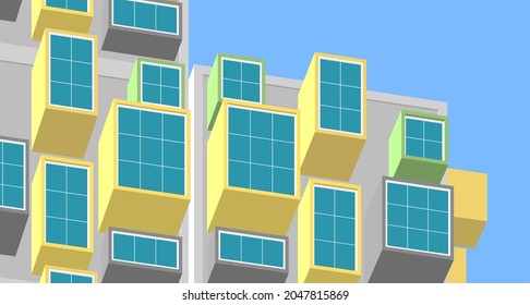 abstract modern architecture modular facade 3d illustration