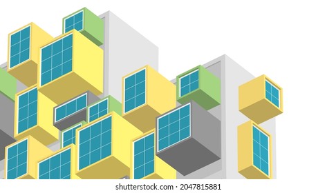 abstract modern architecture modular facade 3d illustration