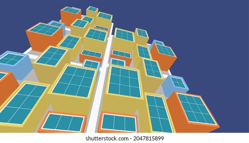 abstract modern architecture modular facade 3d illustration