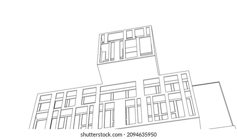 abstract modern architecture modular facade 3d illustration