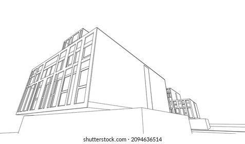 abstract modern architecture modular facade 3d illustration