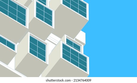 abstract modern architecture modular facade 3d illustration