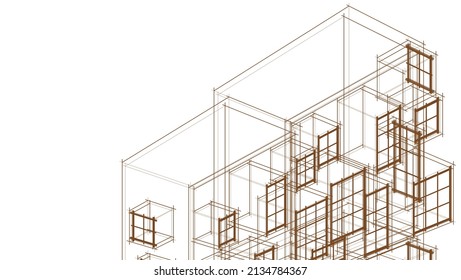 abstract modern architecture modular facade 3d illustration