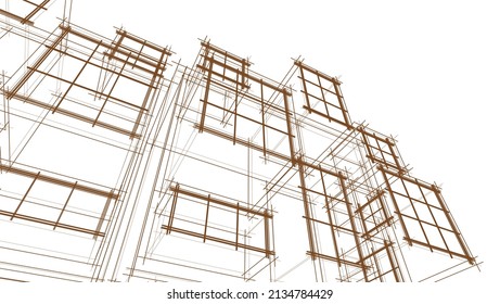 abstract modern architecture modular facade 3d illustration