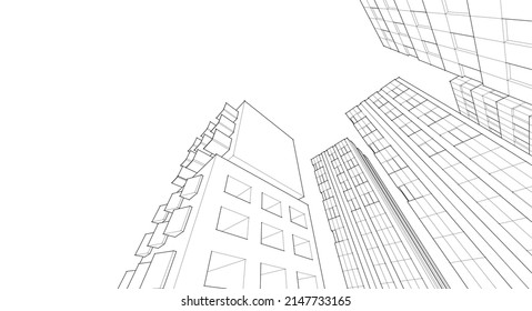 abstrakte, moderne Architektur modulare Fassade 3D-Illustration